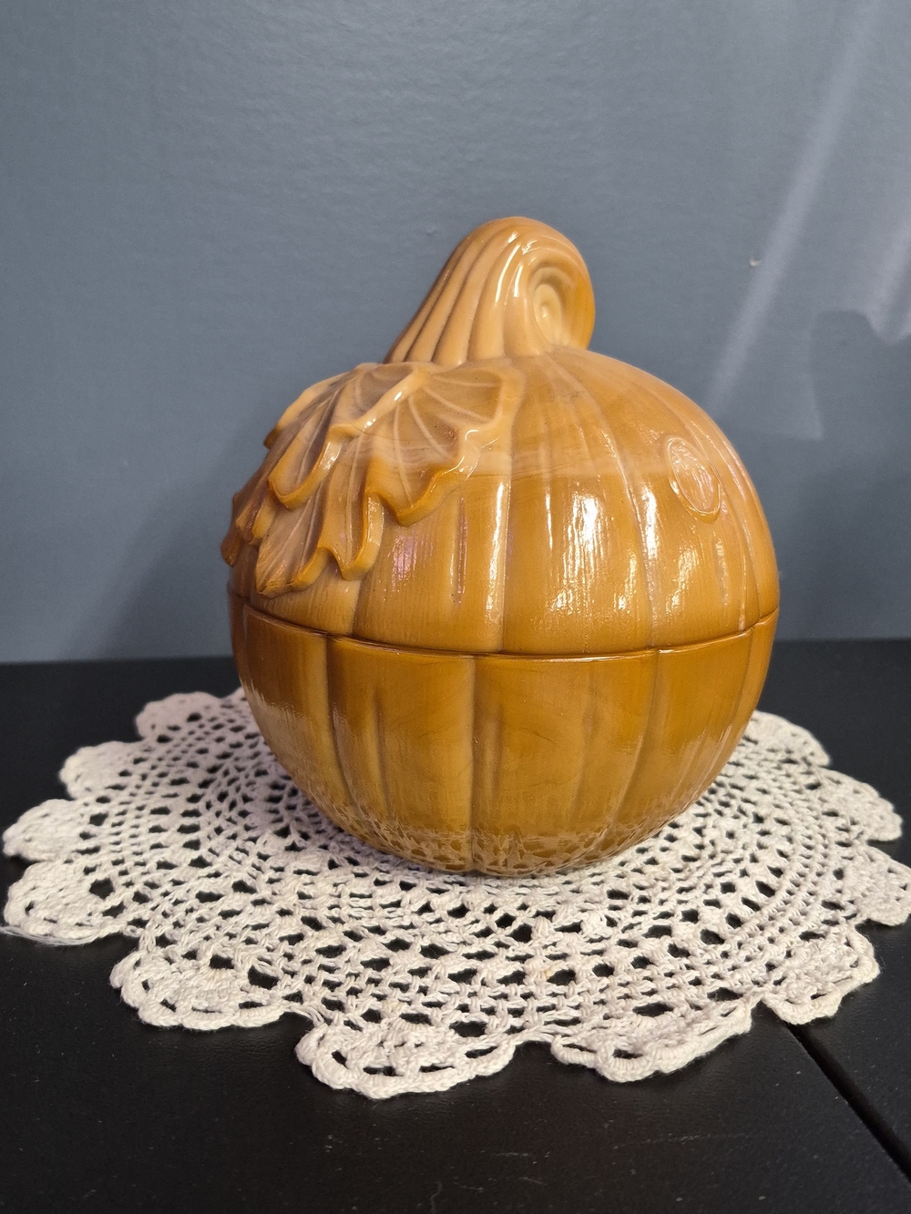 Ceramic Slag Pumpkin Dish